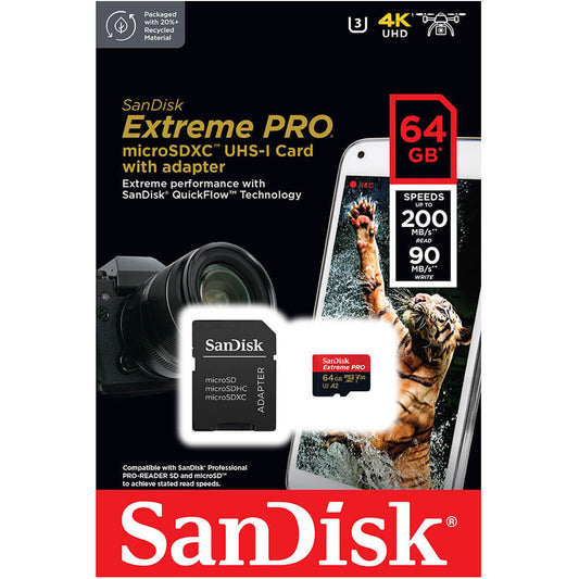 SanDisk Extreme Pro Micro SD 64GB Memory Card Dash Cam 200MB/s SDSQXCU